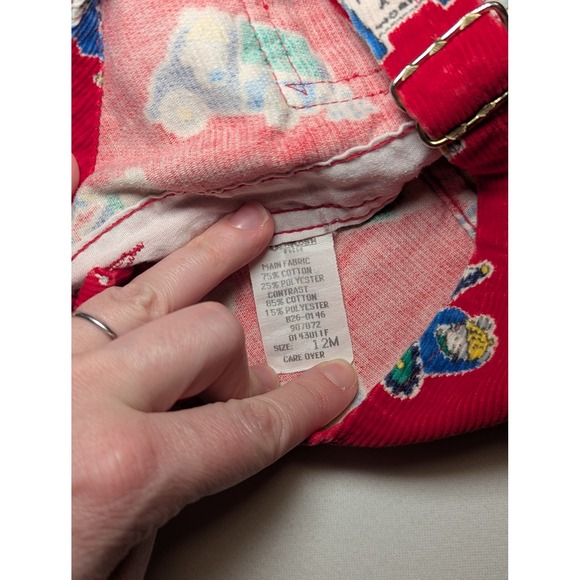 VTG OshKosh B'Gosh Red Corduroy Vestbak Mice at Work Overalls 12M Made in USA - Picture 5 of 8